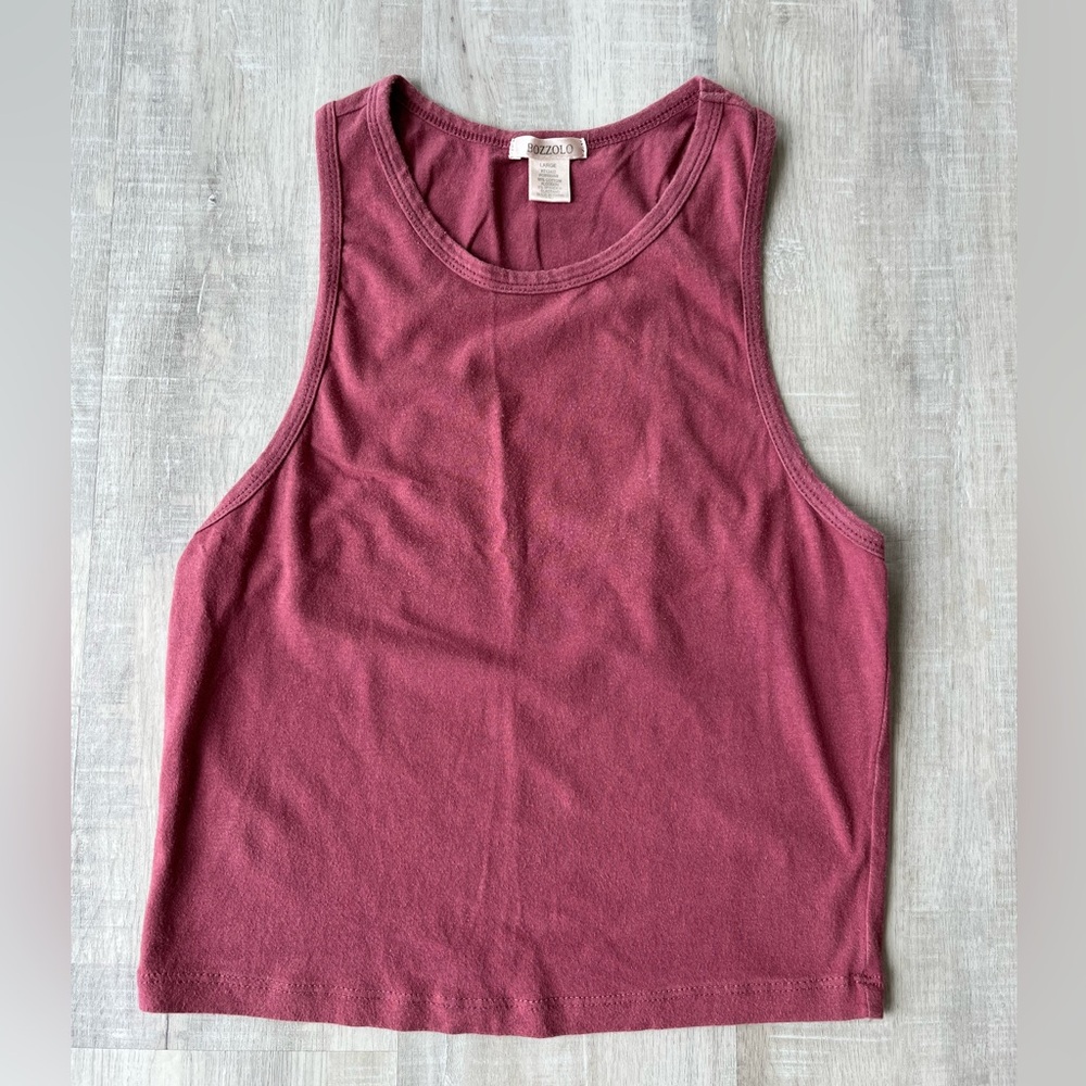 BOZZOLO Burgundy Crew Neck Sleeveless Racerback Tank Top Size Large